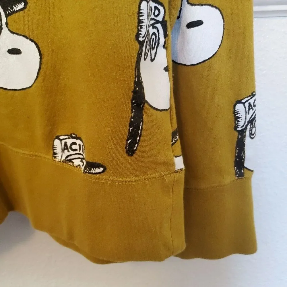 Snoopy Acid F cking Awesome Tee Rare Size XL Yellow Mustard Terry Cloth Inside